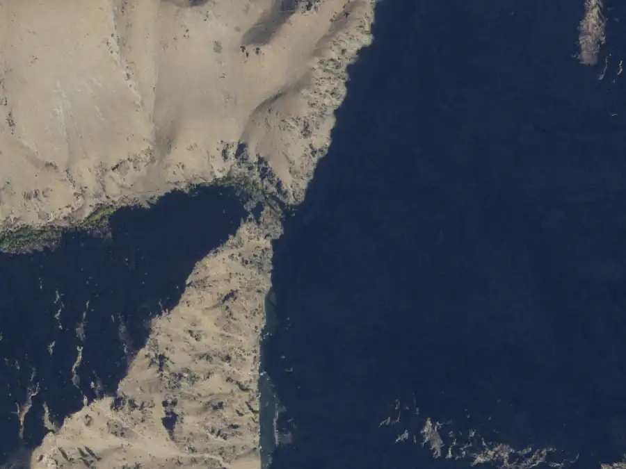 Aerial view of the river around mile 72.1, where Driftwood Flat is on river right